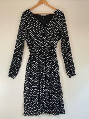 Allison Brittney Black Polka Dot Long Sleeve Midi Dress 1X